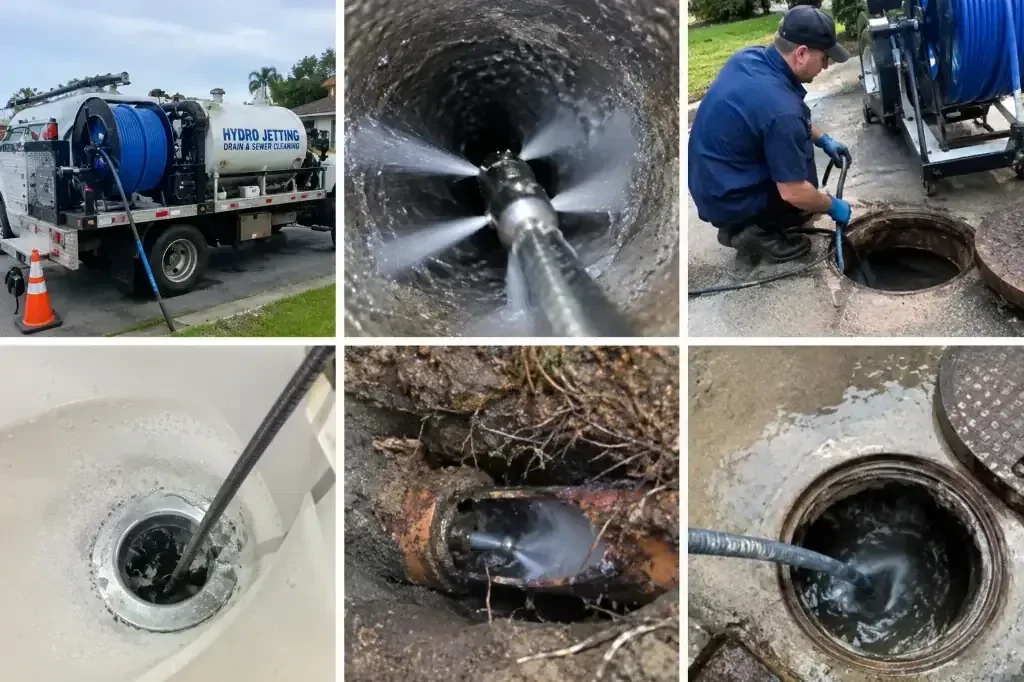 Commercial drain jetting and sewer camera collage in San Marcos CA