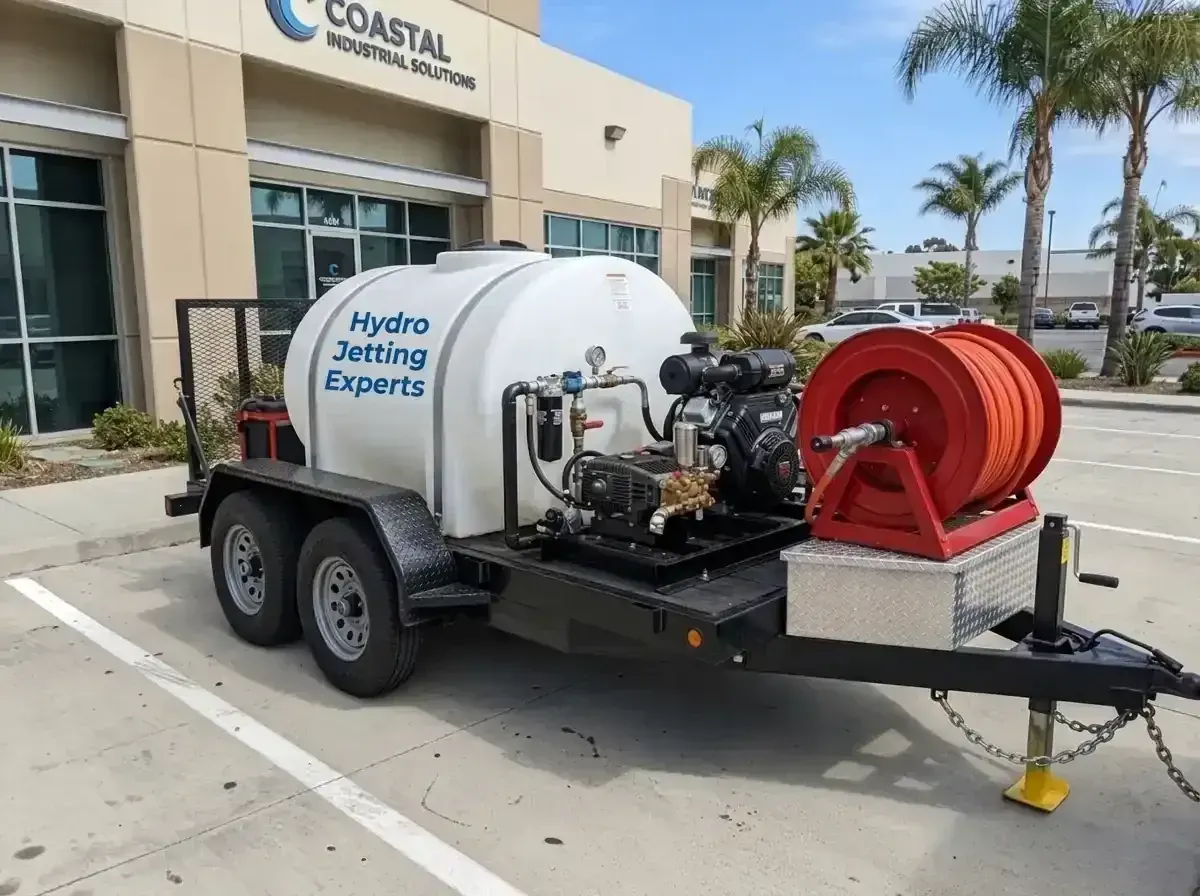 Commercial trailer mounted hydro jetting machine fleet in Oceanside CA - Hydro Jet Experts
